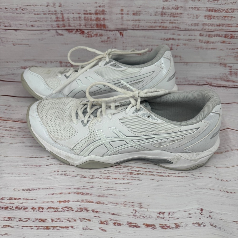 ASICS Gel-Rocket 10 Shoes Womens Size 10 Volleyball White Silver 1072A056